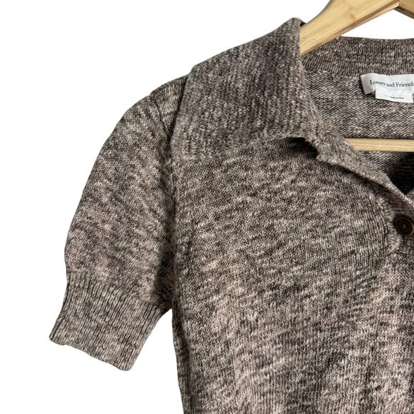 Lovers & Friends Rosalie Brown Linen Crop Polo Sweater Shorts Set Small - Picture 5 of 13